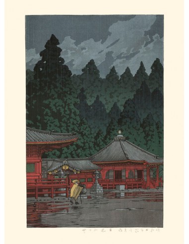 Pluie sur le Futatsudo à Nikko de Hasui Kawase | Reproduction Fine Art Pour