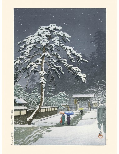 Neige sur le temple Honmonji de Hasui Kawase | Reproduction Fine Art Les magasins à Paris