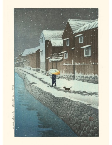 Neige à Shinkawabata Handa de Hasui Kawase | Reproduction Fine Art 2023