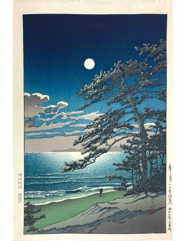 Estampe Japonaise de Kawase Hasui | Lune de printemps à Ninomiya Faites des économies