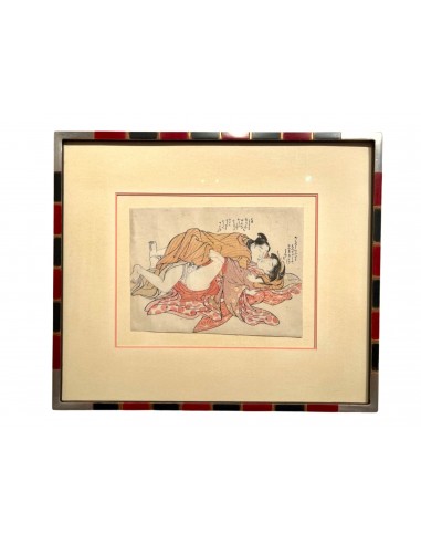 Estampe Japonaise Encadrée de Shuncho Katsukawa | Shunga - Erotique shop