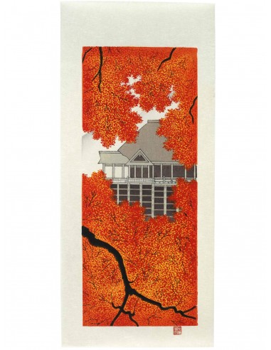 Estampe Japonaise de Teruhide Kato | Le temple Kiyomizu à l'Automne Par le système avancé 