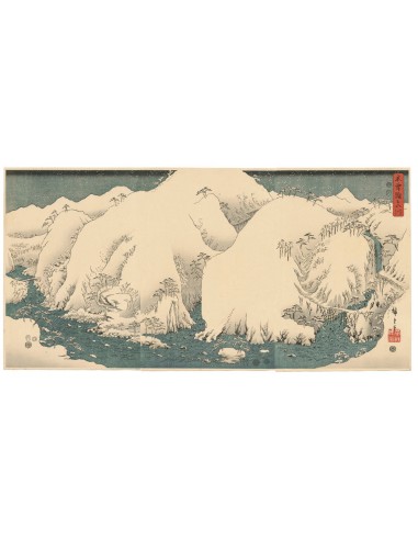 Neige sur les Montagnes Kiso de Hiroshige | Reproduction Fine Art à prix réduit toute l'année