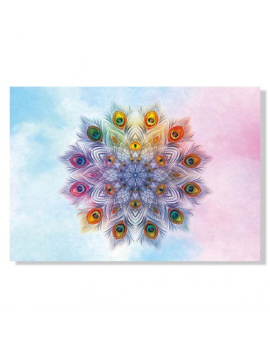 Tapis Mandala avec plumes de couleurs À commander