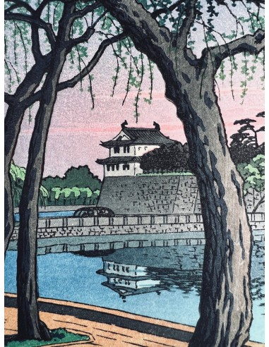 Estampe Japonaise de Hasui Kawase | Crépuscule de printemps sur le Palais Impérial de Tokyo Profitez des Offres !