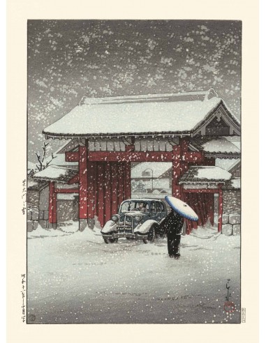 Jour de neige à la porte Shiba Daimon de Hasui Kawase | Reproduction Fine Art vente chaude votre 