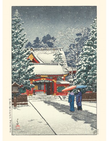 Le temple Hiei sous la Neige de Hasui Kawase | Reproduction Fine Art Fin de série