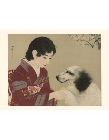 Jeune Femme et son chien de Shinsui Ito | Reproduction Fine Art ouvre sa boutique