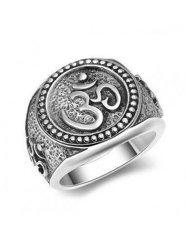 Bague Bouddha avec Puissant Symbole AUM (Argent) solde