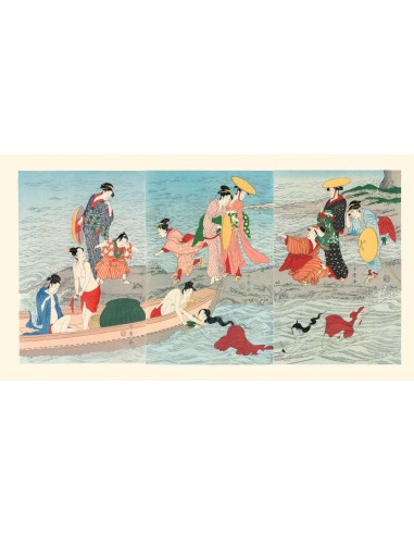 Les Pêcheuses d’Abalone de Utamaro | Reproduction Fine Art les muscles