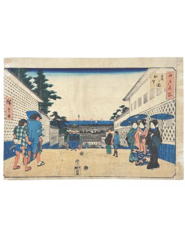 Estampe Japonaise de Hiroshige | Edo Meisho - Point de vue depuis Kasumigaseki en linge