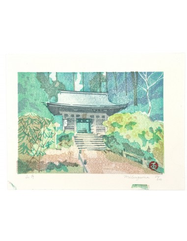 Estampe Japonaise de Mibugawa Junichi | Temple dans les Montagnes Le MVP de beaucoup