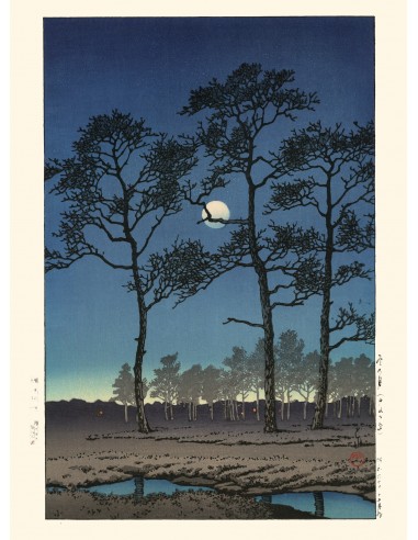 Lune d'hiver à Toyama Gahara de Hasui Kawase | Reproduction Fine Art Découvrez la collection