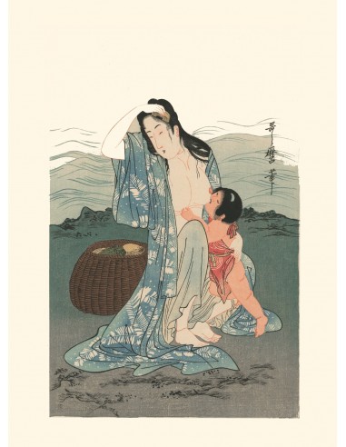 Pêcheuse d'Abalone et enfant de Utamaro Kitagawa | Reproduction Fine Art livraison gratuite