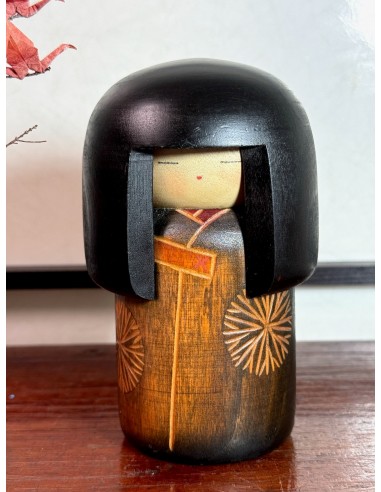 Kokeshi Créative Vintage Gumma de Sansaku Sekiguchi | Chrysanthèmes 14cm Les magasins à Paris et en Île-de-France