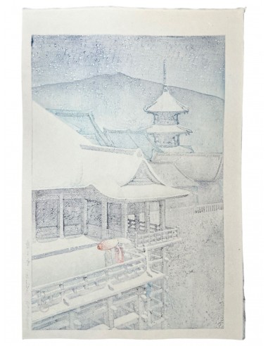 Estampe Japonaise de Hasui Kawase | Neige de printemps sur le Temple Kiyomizu, Kyoto À commander