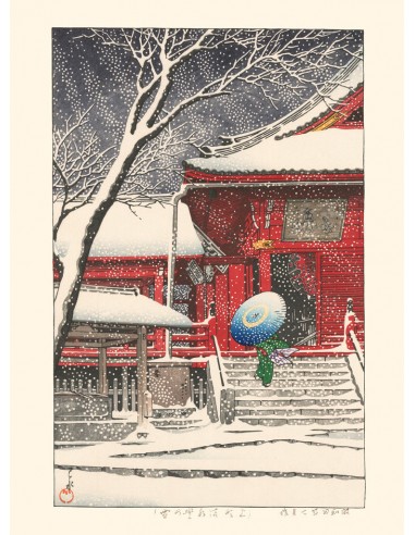 Neige au Kiyomizudo à Ueno, de Kawase Hasui | Reproduction Fine Art de technologie