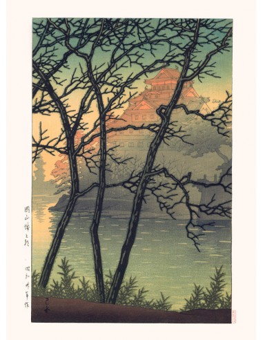 Matin au chateau d'Okayama de Hasui Kawase | Reproduction Fine Art les ctes