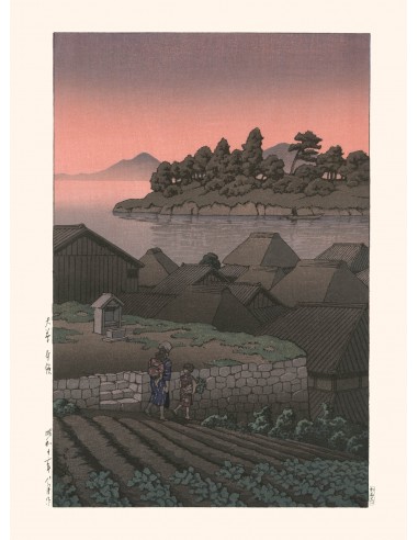 Coucher de Soleil sur Amakusa Honryo de Hasui Kawase | Reproduction Fine Art hantent personnes