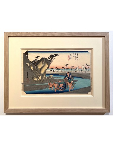 Estampe Japonaise Encadrée de Hiroshige | Le Grand Tokaido n°18 Okitsu Fin de série