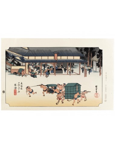 Estampe Japonaise de Hiroshige | Le Grand Tokaido n°53 Kusatsu les muscles