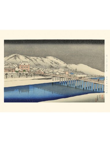 Neige au Pont Senjo de Goyo Hashiguchi | Reproduction Fine Art Par le système avancé 