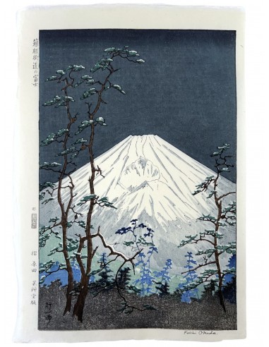 Estampe Japonaise de Okada Koichi | Mont Fuji vu de Hakone la nuit paiement sécurisé