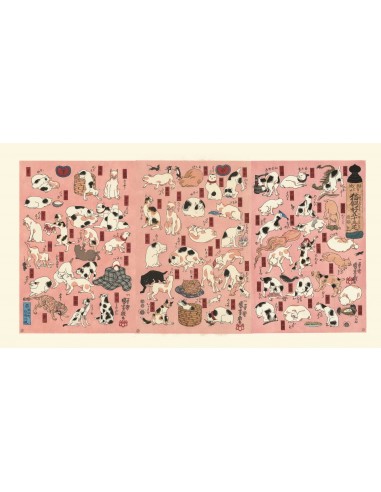 Les 53 Stations du Tokaido-Chats de Kuniyoshi | Reproduction Fine Art de pas cher