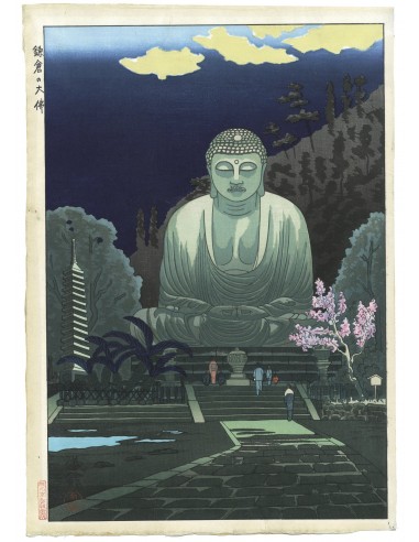 Estampe japonaise de Okuyama Gihachiro  | Grand Bouddha de Kamakura suggérées chez