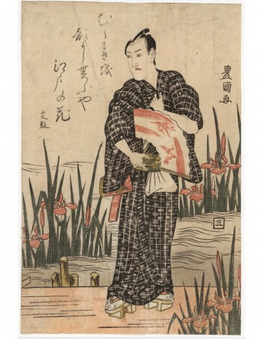 Estampe Japonaise de Toyokuni I Utagawa | L'acteur Shigan sur un ponton aux iris acheter en ligne