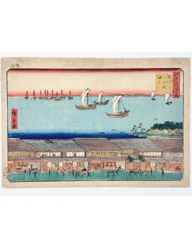 Estampe Japonaise de Hiroshige | Edo Meisho - La mer vue depuis le relais de Shinagawa commande en ligne