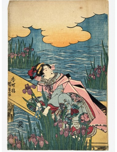 Estampe Japonaise de Kunisada | Narihira sur un ponton aux iris 50% de réduction en Octobre 2024