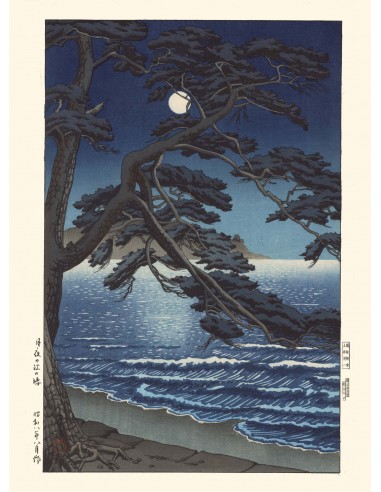 Nuit de pleine lune à Enoshima de Hasui Kawase | Reproduction Fine Art acheter