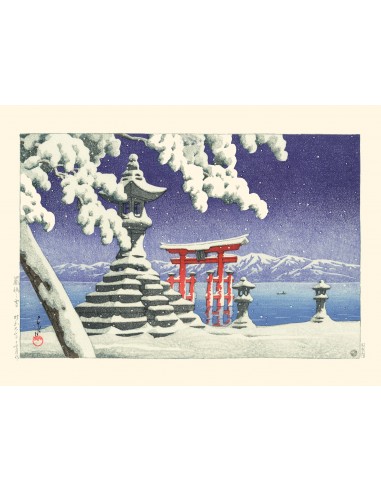 Neige à Miyajima de Hasui Kawase | Reproduction Fine Art livraison et retour toujours gratuits