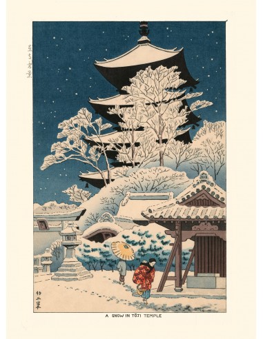 Neige au temple Toji de Takeji Asano | Reproduction Fine Art Vous souhaitez 